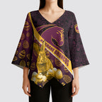 Brisbane Broncos Easter Day Kimono Sleeve Blouse Bunny and Egg Pattern in Gold Maroon Festive Style