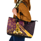 Brisbane Broncos Easter Day Leather Tote Bag Bunny and Egg Pattern in Gold Maroon Festive Style