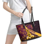 Brisbane Broncos Easter Day Leather Tote Bag Bunny and Egg Pattern in Gold Maroon Festive Style
