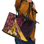 Brisbane Broncos Easter Day Leather Tote Bag Bunny and Egg Pattern in Gold Maroon Festive Style