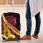 Brisbane Broncos Easter Day Luggage Cover Bunny and Egg Pattern in Gold Maroon Festive Style