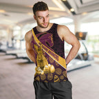 Brisbane Broncos Easter Day Men Tank Top Bunny and Egg Pattern in Gold Maroon Festive Style