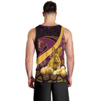 Brisbane Broncos Easter Day Men Tank Top Bunny and Egg Pattern in Gold Maroon Festive Style