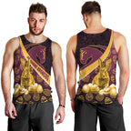 Brisbane Broncos Easter Day Men Tank Top Bunny and Egg Pattern in Gold Maroon Festive Style