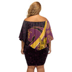 Brisbane Broncos Easter Day Off Shoulder Short Dress Bunny and Egg Pattern in Gold Maroon Festive Style