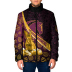 Brisbane Broncos Easter Day Padded Jacket Bunny and Egg Pattern in Gold Maroon Festive Style