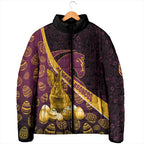 Brisbane Broncos Easter Day Padded Jacket Bunny and Egg Pattern in Gold Maroon Festive Style