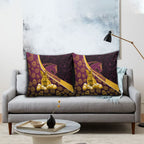 Brisbane Broncos Easter Day Pillow Cover Bunny and Egg Pattern in Gold Maroon Festive Style