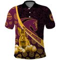 Brisbane Broncos Easter Day Polo Shirt Bunny and Egg Pattern in Gold Maroon Festive Style