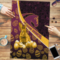 Brisbane Broncos Easter Day Puzzle Bunny and Egg Pattern in Gold Maroon Festive Style