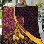Brisbane Broncos Easter Day Quilt Bunny and Egg Pattern in Gold Maroon Festive Style