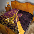 Brisbane Broncos Easter Day Quilt Bunny and Egg Pattern in Gold Maroon Festive Style