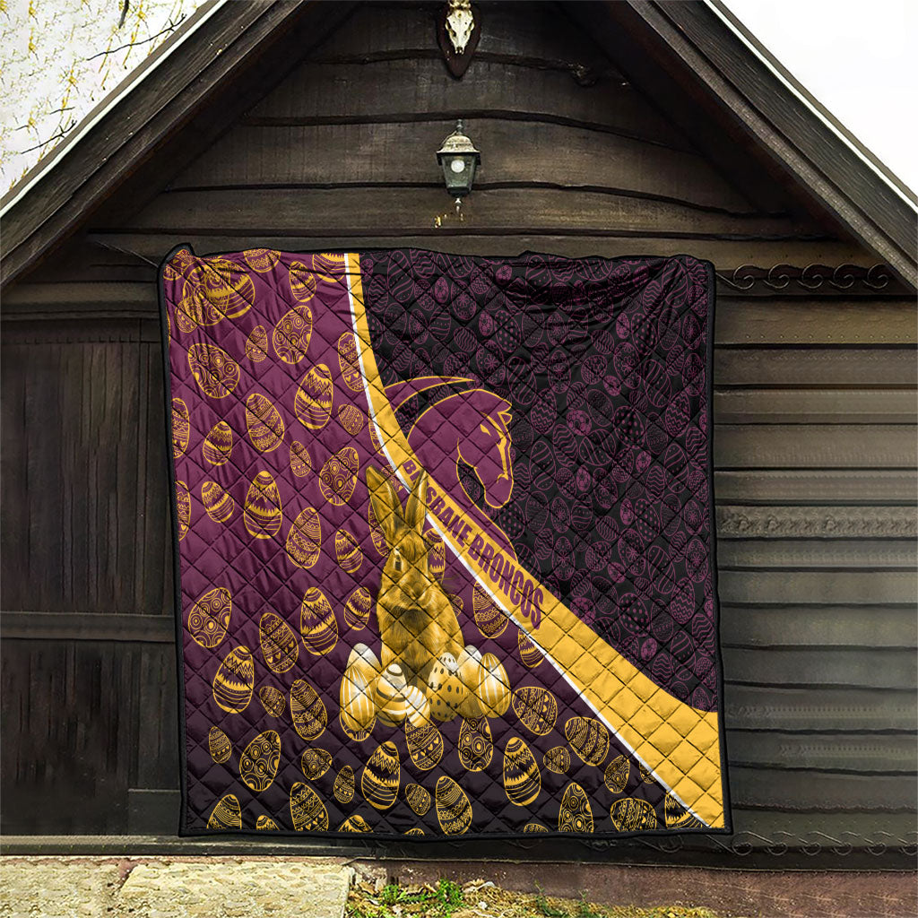 Brisbane Broncos Easter Day Quilt Bunny and Egg Pattern in Gold Maroon Festive Style
