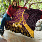 Brisbane Broncos Easter Day Quilt Bunny and Egg Pattern in Gold Maroon Festive Style