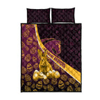 Brisbane Broncos Easter Day Quilt Bed Set Bunny and Egg Pattern in Gold Maroon Festive Style