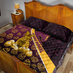 Brisbane Broncos Easter Day Quilt Bed Set Bunny and Egg Pattern in Gold Maroon Festive Style