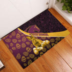 Brisbane Broncos Easter Day Rubber Doormat Bunny and Egg Pattern in Gold Maroon Festive Style