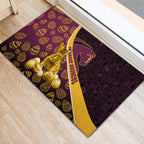 Brisbane Broncos Easter Day Rubber Doormat Bunny and Egg Pattern in Gold Maroon Festive Style