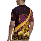 Brisbane Broncos Easter Day Rugby Jersey Bunny and Egg Pattern in Gold Maroon Festive Style