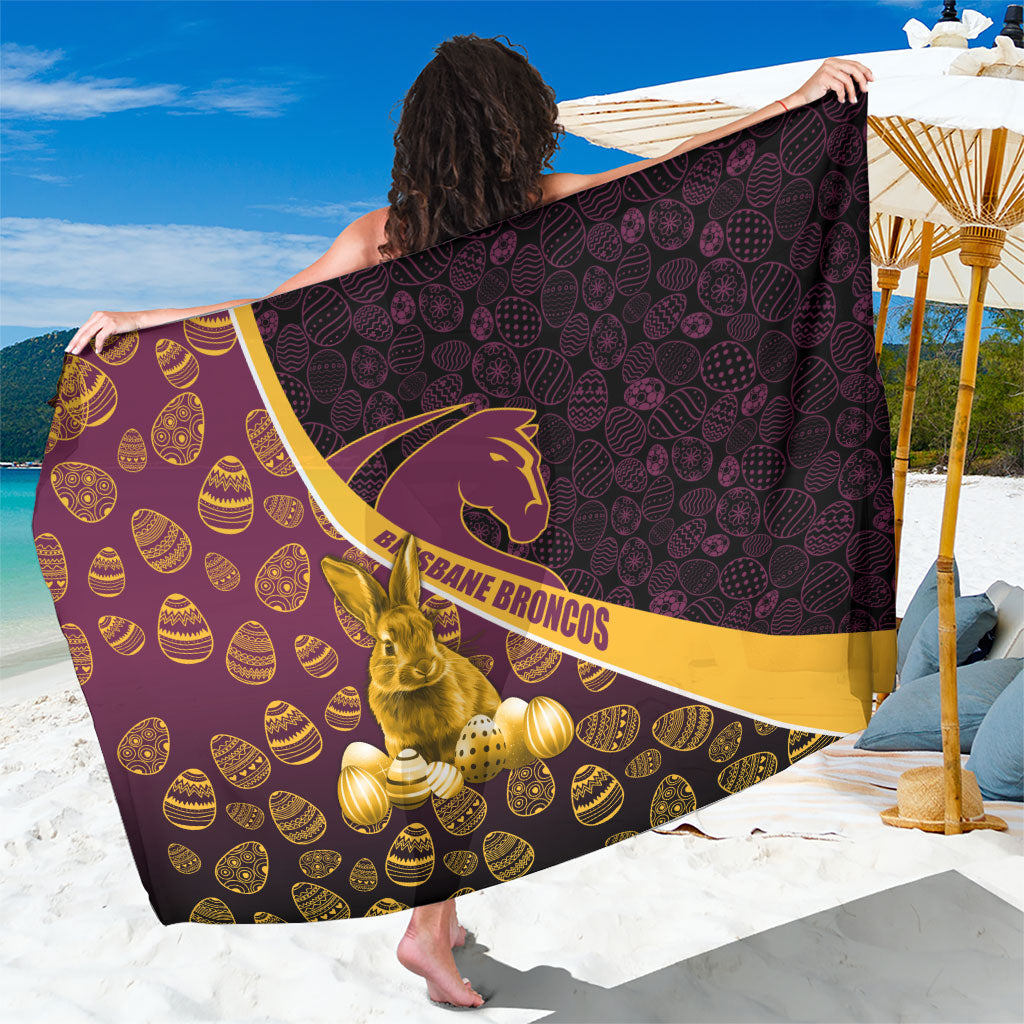 Brisbane Broncos Easter Day Sarong Bunny and Egg Pattern in Gold Maroon Festive Style