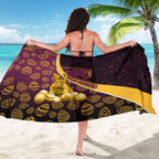 Brisbane Broncos Easter Day Sarong Bunny and Egg Pattern in Gold Maroon Festive Style