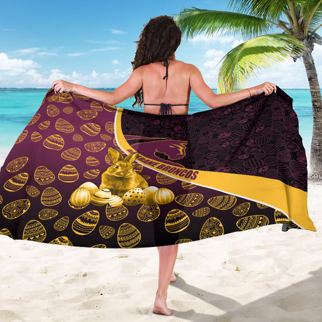 Brisbane Broncos Easter Day Sarong Bunny and Egg Pattern in Gold Maroon Festive Style