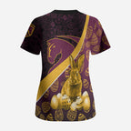 Brisbane Broncos Easter Day Scrub Top Bunny and Egg Pattern in Gold Maroon Festive Style