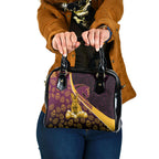 Brisbane Broncos Easter Day Shoulder Handbag Bunny and Egg Pattern in Gold Maroon Festive Style