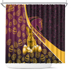 Brisbane Broncos Easter Day Shower Curtain Bunny and Egg Pattern in Gold Maroon Festive Style