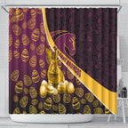 Brisbane Broncos Easter Day Shower Curtain Bunny and Egg Pattern in Gold Maroon Festive Style