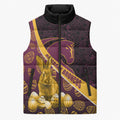 Brisbane Broncos Easter Day Sleeveless Puffer Jacket Bunny and Egg Pattern in Gold Maroon Festive Style