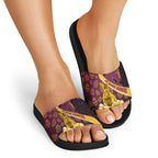 Brisbane Broncos Easter Day Slide Sandals Bunny and Egg Pattern in Gold Maroon Festive Style