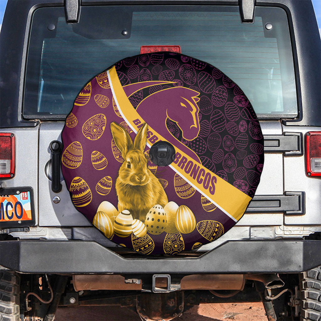 Brisbane Broncos Easter Day Spare Tire Cover Bunny and Egg Pattern in Gold Maroon Festive Style