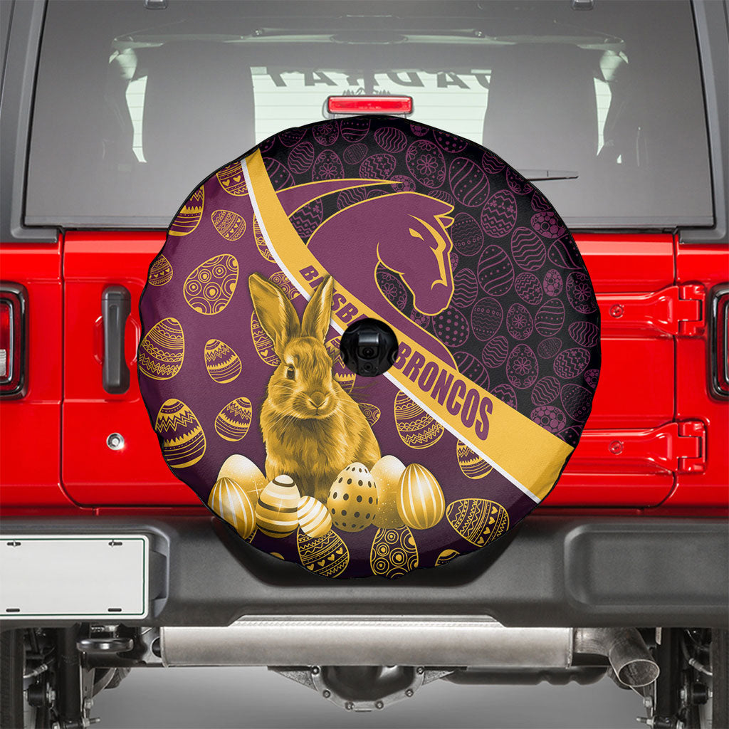 Brisbane Broncos Easter Day Spare Tire Cover Bunny and Egg Pattern in Gold Maroon Festive Style