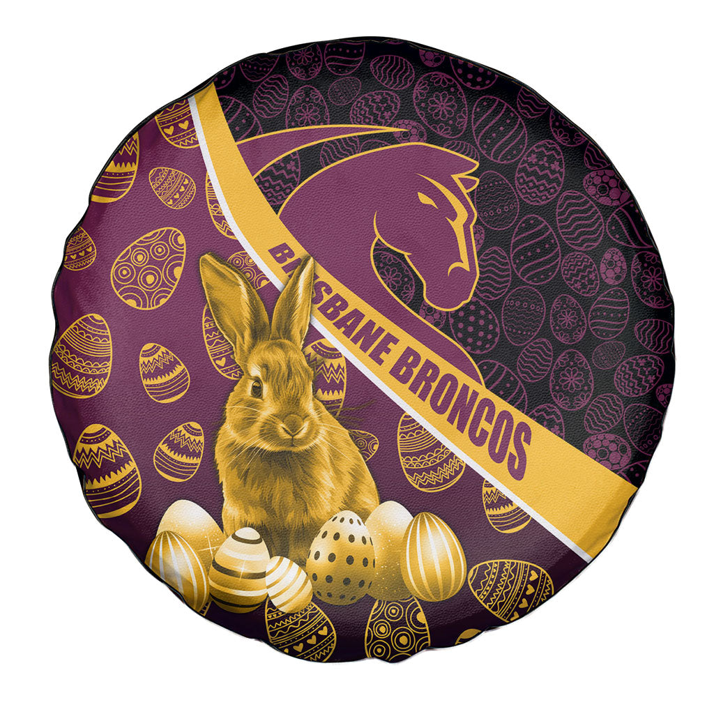 Brisbane Broncos Easter Day Spare Tire Cover Bunny and Egg Pattern in Gold Maroon Festive Style