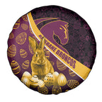 Brisbane Broncos Easter Day Spare Tire Cover Bunny and Egg Pattern in Gold Maroon Festive Style