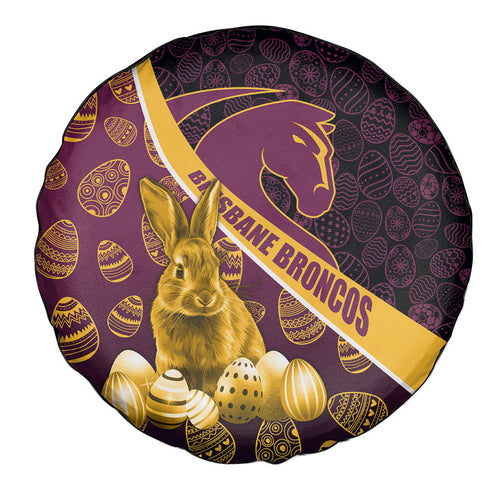 Brisbane Broncos Easter Day Spare Tire Cover Bunny and Egg Pattern in Gold Maroon Festive Style