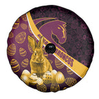 Brisbane Broncos Easter Day Spare Tire Cover Bunny and Egg Pattern in Gold Maroon Festive Style
