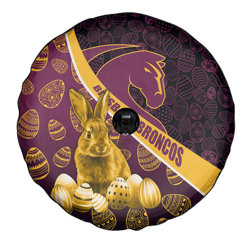 Brisbane Broncos Easter Day Spare Tire Cover Bunny and Egg Pattern in Gold Maroon Festive Style