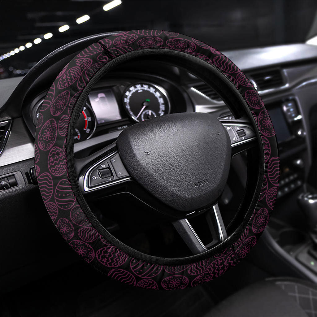 Brisbane Broncos Easter Day Steering Wheel Cover Bunny and Egg Pattern in Gold Maroon Festive Style