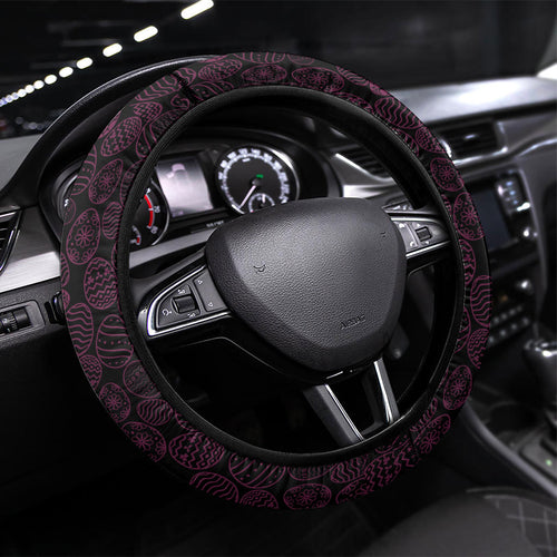 Brisbane Broncos Easter Day Steering Wheel Cover Bunny and Egg Pattern in Gold Maroon Festive Style