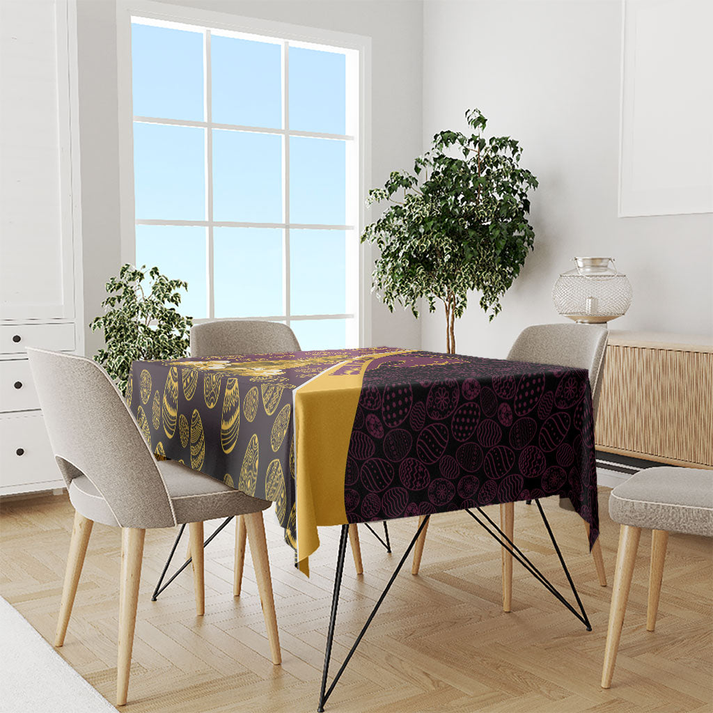 Brisbane Broncos Easter Day Tablecloth Bunny and Egg Pattern in Gold Maroon Festive Style