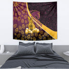 Brisbane Broncos Easter Day Tapestry Bunny and Egg Pattern in Gold Maroon Festive Style