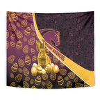 Brisbane Broncos Easter Day Tapestry Bunny and Egg Pattern in Gold Maroon Festive Style