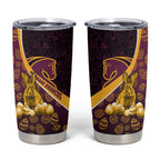 Brisbane Broncos Easter Day Tumbler Cup Bunny and Egg Pattern in Gold Maroon Festive Style