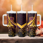 Brisbane Broncos Easter Day Tumbler With Handle Bunny and Egg Pattern in Gold Maroon Festive Style