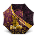 Brisbane Broncos Easter Day Umbrella Bunny and Egg Pattern in Gold Maroon Festive Style