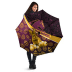 Brisbane Broncos Easter Day Umbrella Bunny and Egg Pattern in Gold Maroon Festive Style