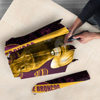 Brisbane Broncos Easter Day Umbrella Bunny and Egg Pattern in Gold Maroon Festive Style
