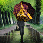 Brisbane Broncos Easter Day Umbrella Bunny and Egg Pattern in Gold Maroon Festive Style